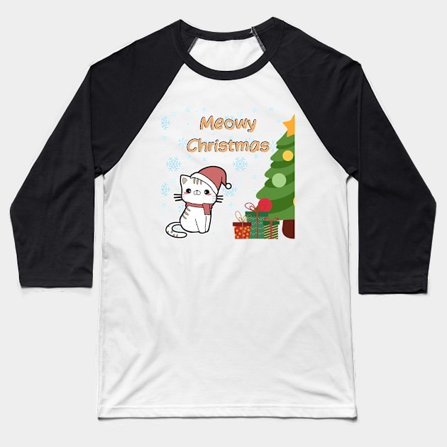 meowy christmas | merry christmas | happy holiday Baseball T-Shirt by cocoCabot